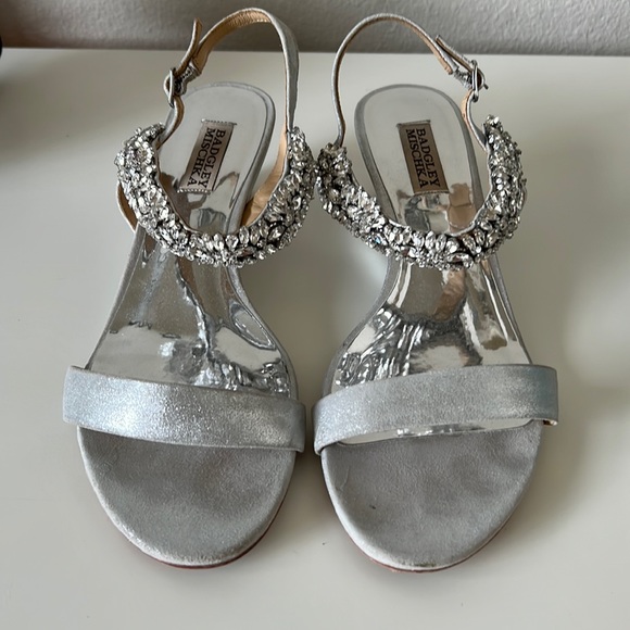 Badgley Mischka Jeweled Strap Wedges - Picture 1 of 7